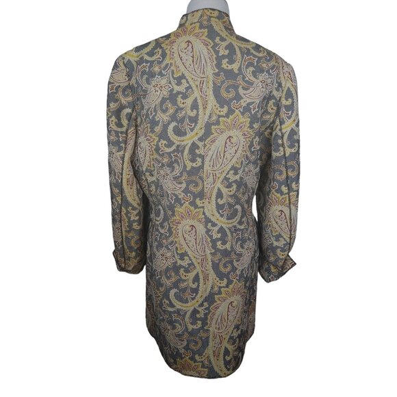 Vintage Carlisle Paisley Jacquard Wool Silk Long Coat Size 8 - Picture 5 of 8